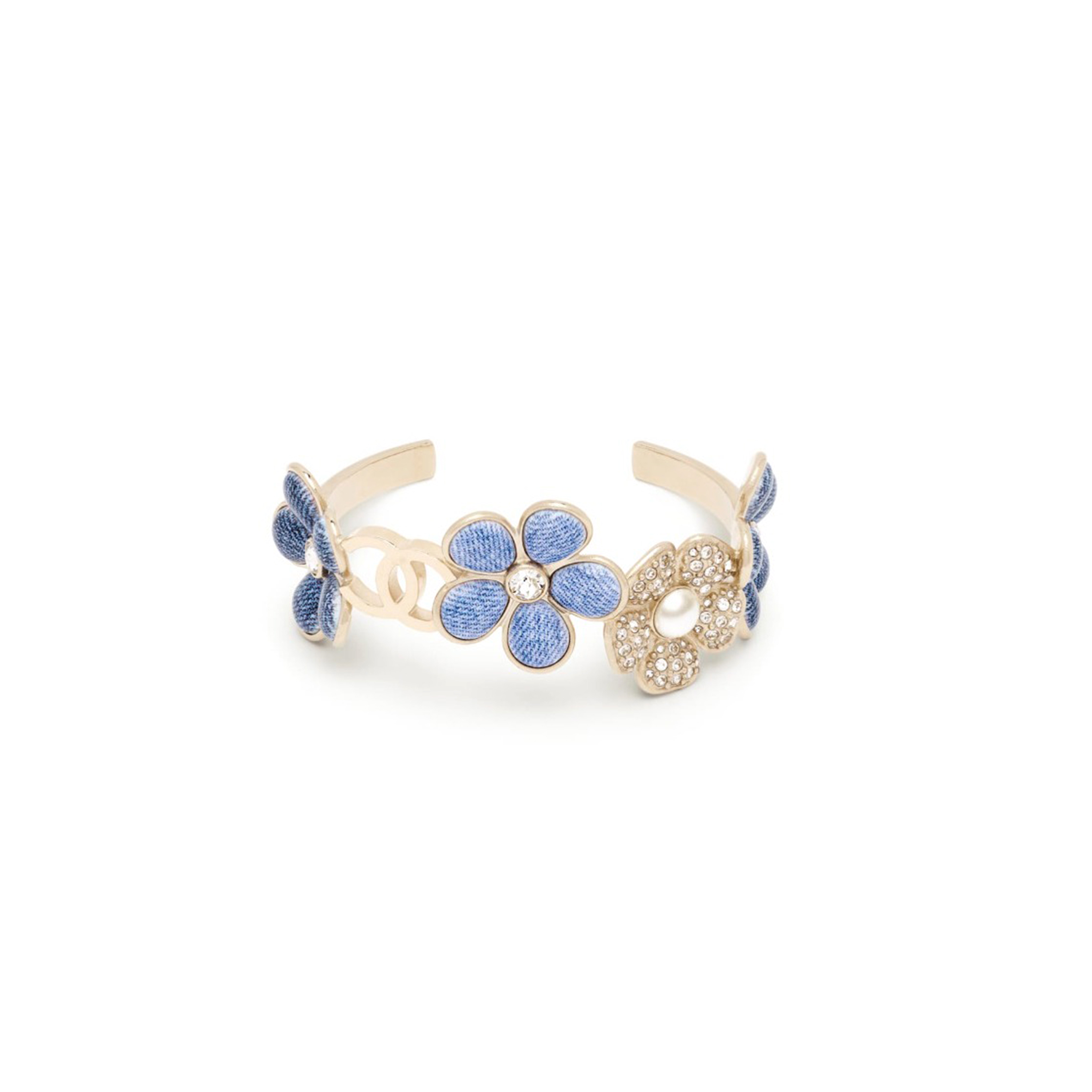 CHANEL DENIM BANGLE WITH FLOWER MOTIF ABG832